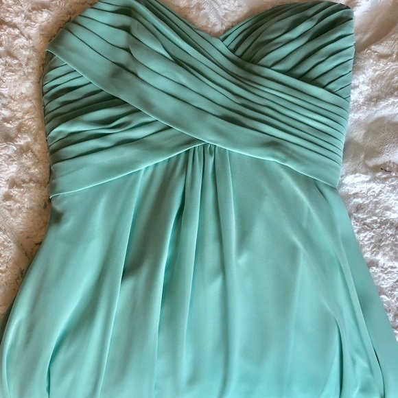 David’s Bridal mint strapless bridesmaid dress - Picture 2 of 2